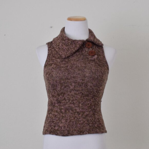 Vintage '90s Collared Variegated Knit Top - Picture 5 of 10
